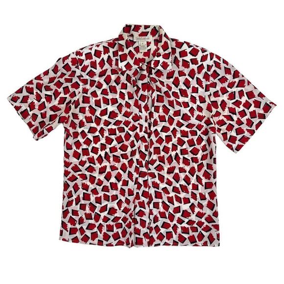 Vintage Jones New York 90s Printed Short Sleeve Shirt Size 4 - Picture 1 of 5
